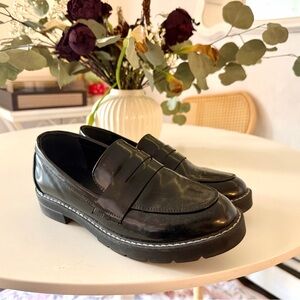 Faux Leather Black Loafers